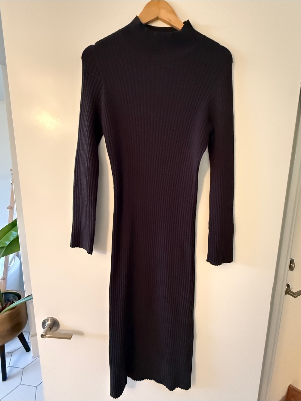 Black mock neck breathable sweater dress (maternity)